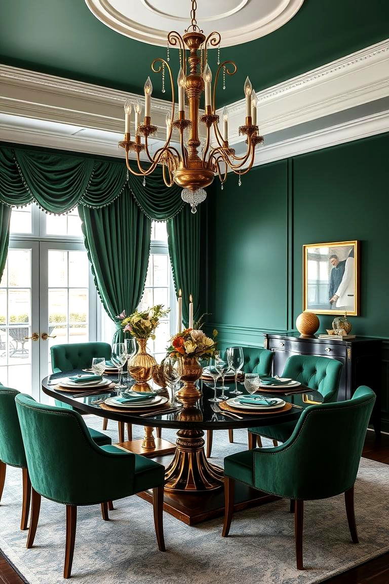 Bold Forest Green Accents for a Statement Look - 25 Green Dining Room Ideas