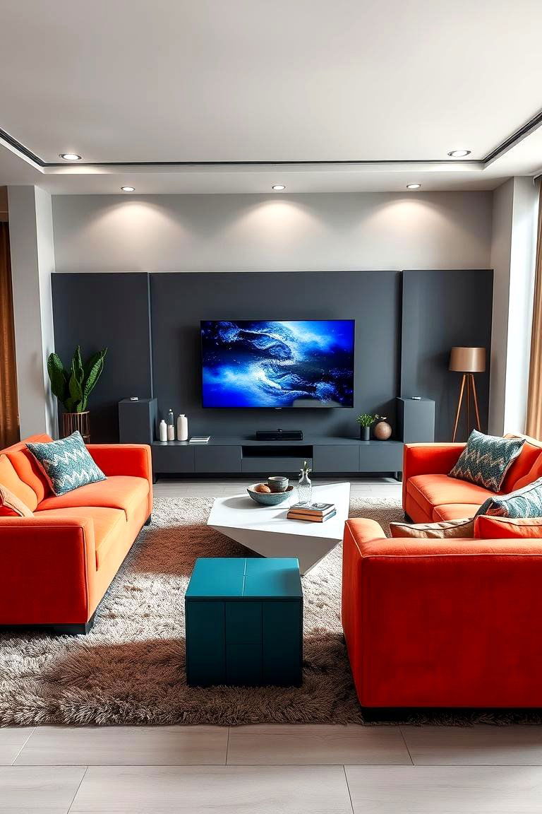 Bold Geometric Furniture - 25 Tv Room Ideas