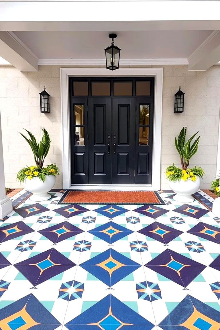 Bold Geometric Patterns to Make a Statement - 25 Front Porch Tile Ideas