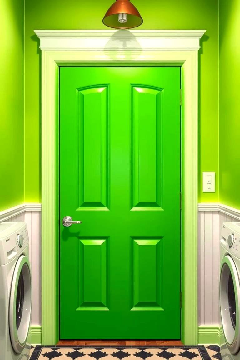 Bold Green Laundry Room Door - 25 Green Laundry Room Ideas