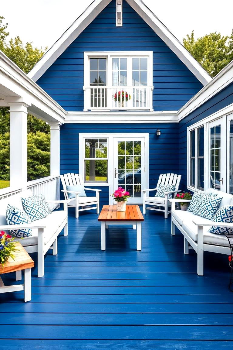 Bold Navy Blue for a Striking Contrast - 25 Deck Color Ideas