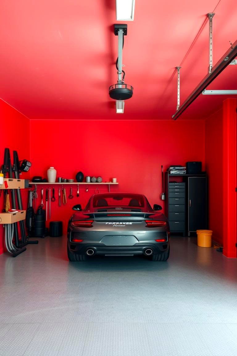 Bold Red to Energize the Space - 25 Garage Wall Paint Ideas