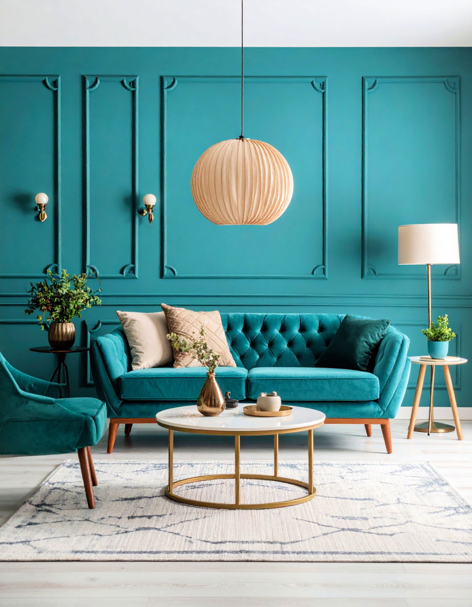 Bold Turquoise Statement Walls Turquoise Living Room Ideas
