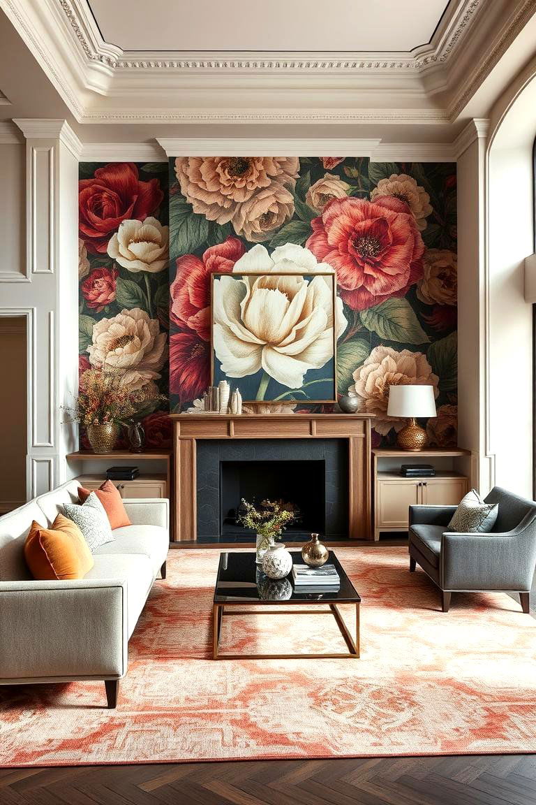 Bold Wallpaper for Dramatic Impact - 25 Mansion Living Room Ideas