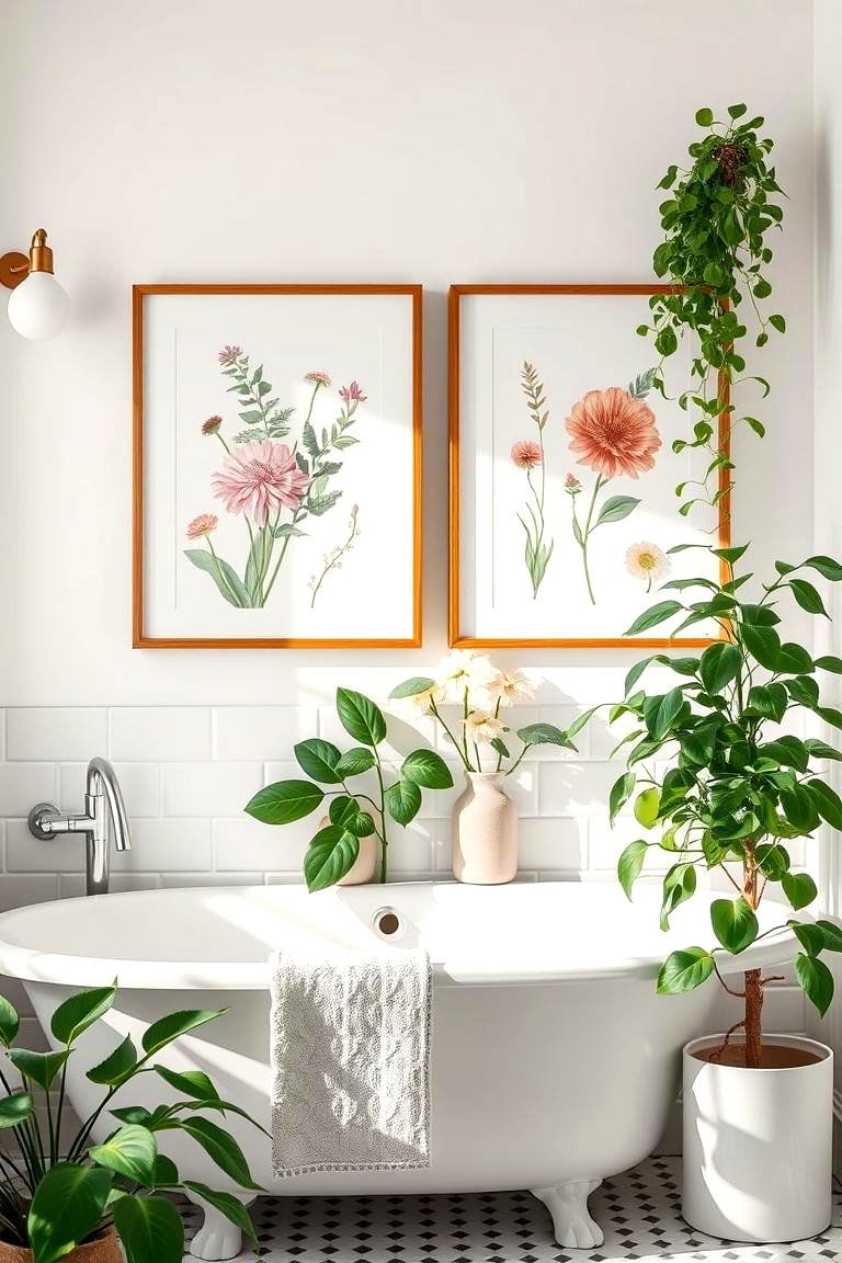 Botanical Prints and Greenery - 25 Farmhouse Wall Decor Ideas