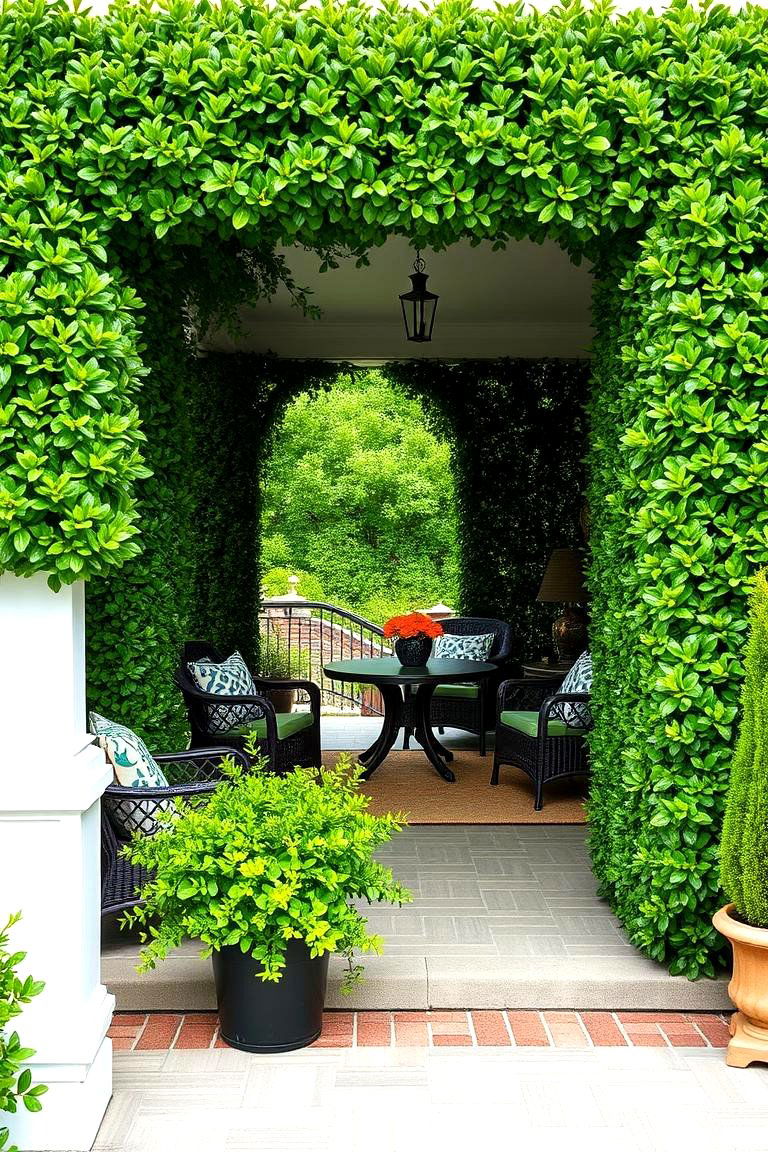 Boxwood Around a Porch or Patio - 25 Front Yard Boxwood Designs