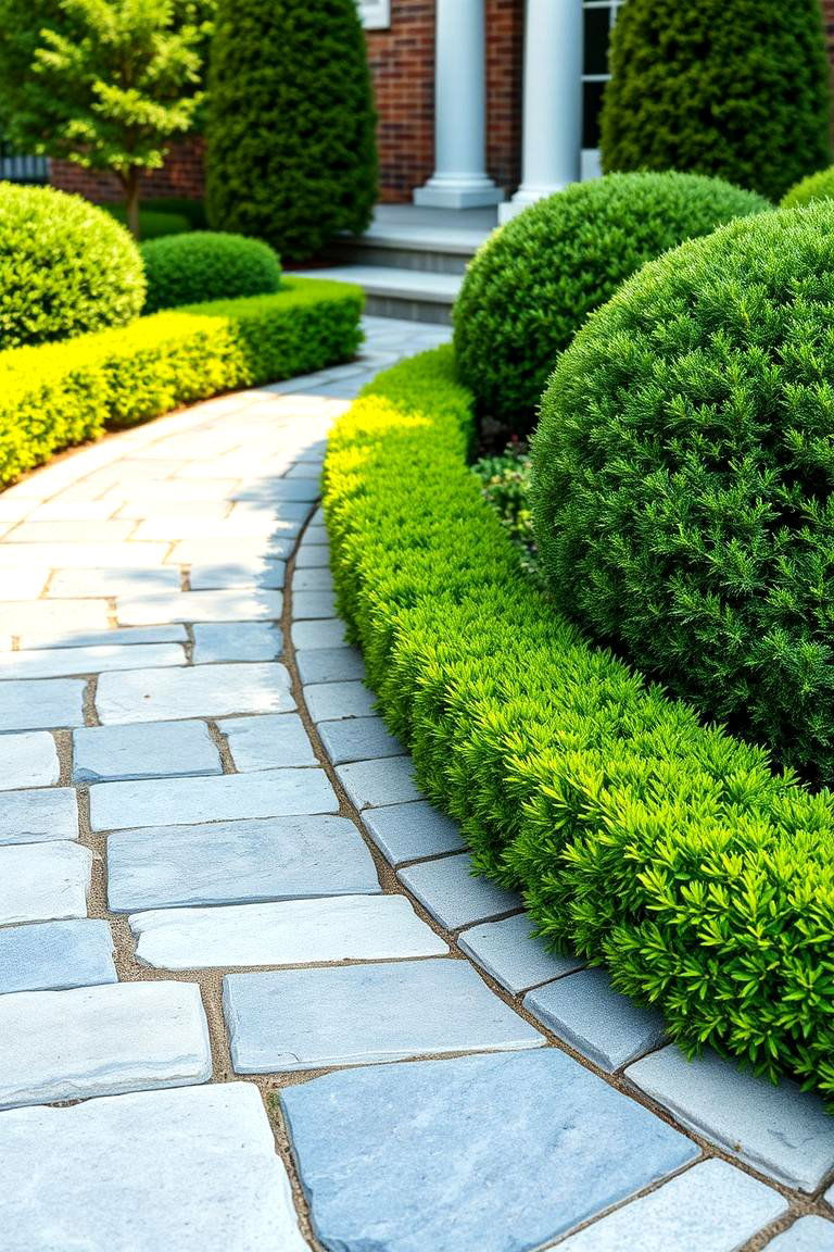 Boxwood Edged Walkways for a Clean Defined Look - 25 Front Walkway Ideas