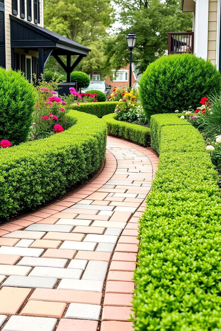 Boxwood Edging Along Walkways - 25 Front Yard Boxwood Designs