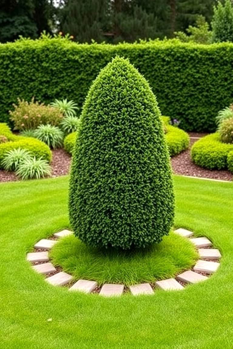 Boxwood Lawn Centerpiece - 25 Front Yard Boxwood Designs