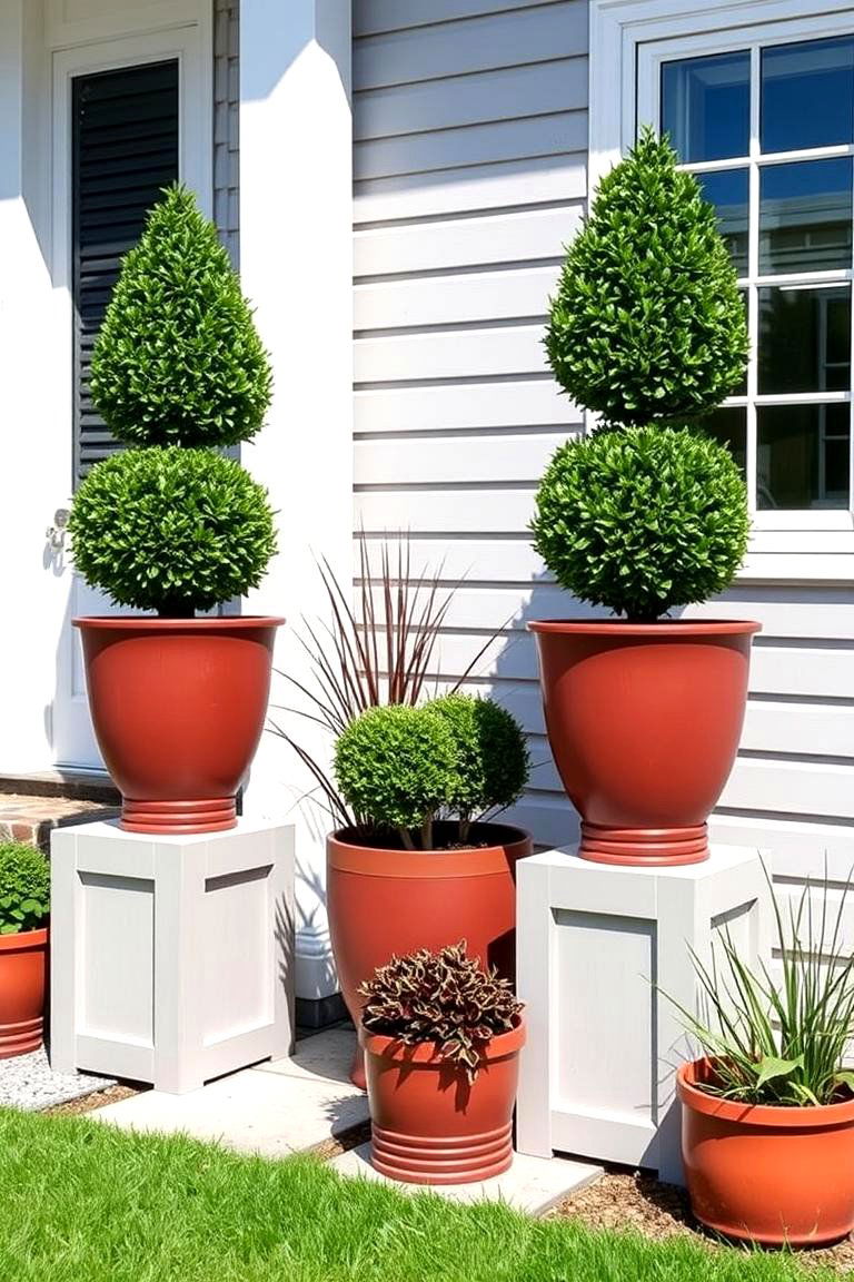 Boxwood Raised Planters for Elevated Design - 25 Front Yard Boxwood Designs