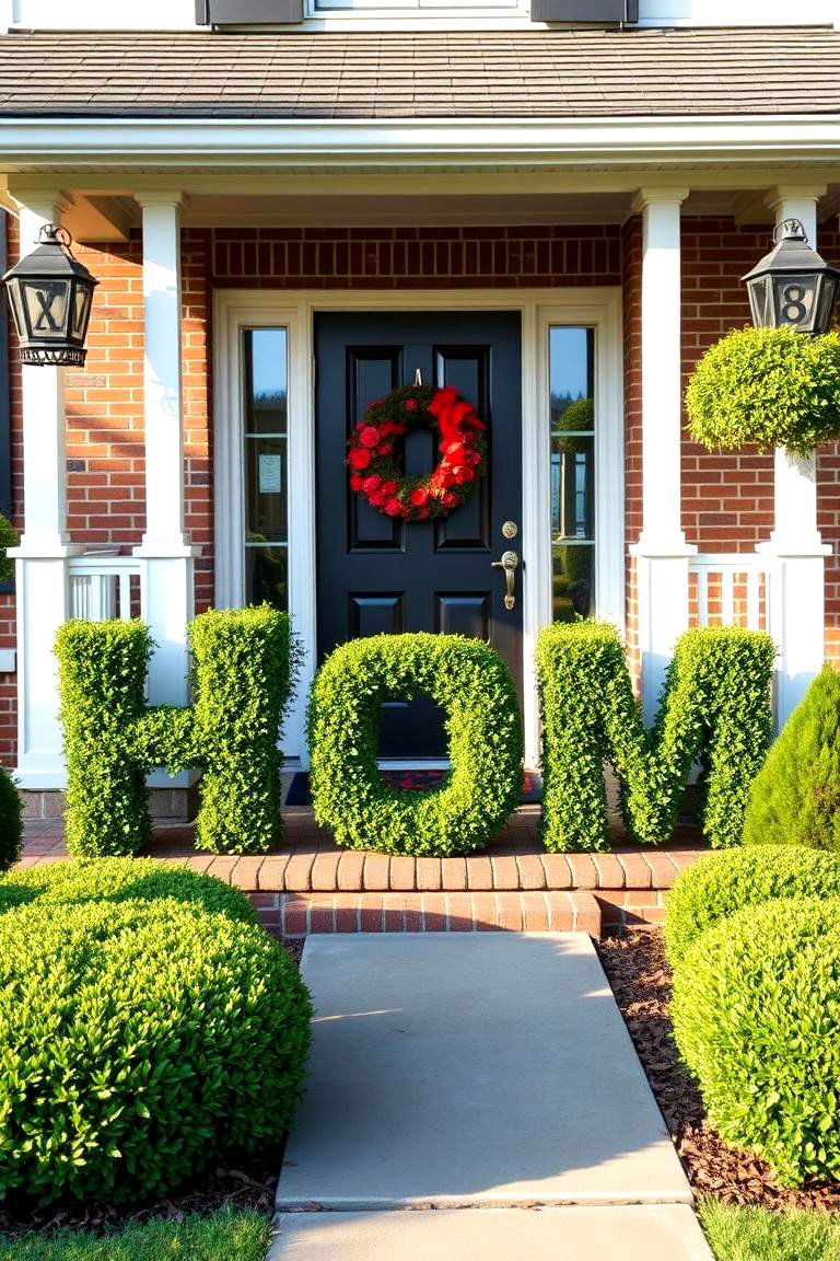 Boxwood Shaped into Letters or Words - 25 Front Yard Boxwood Designs