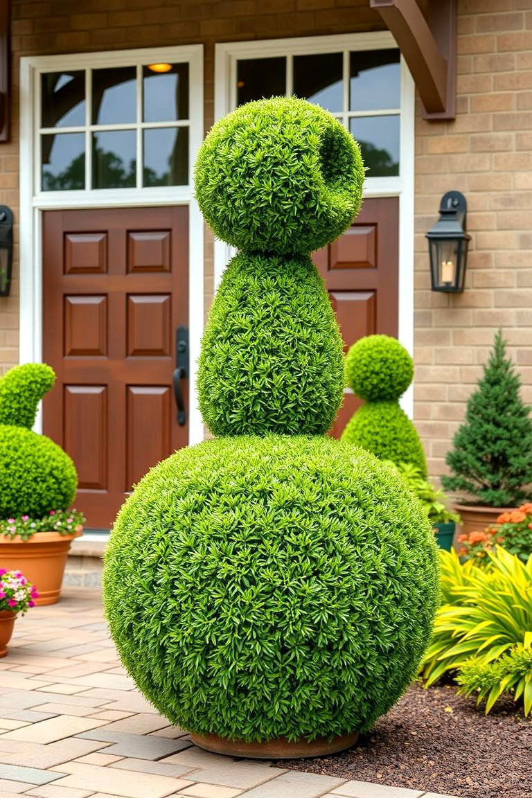 Boxwood Topiary for Sculptural Appeal - 25 Front Yard Boxwood Designs