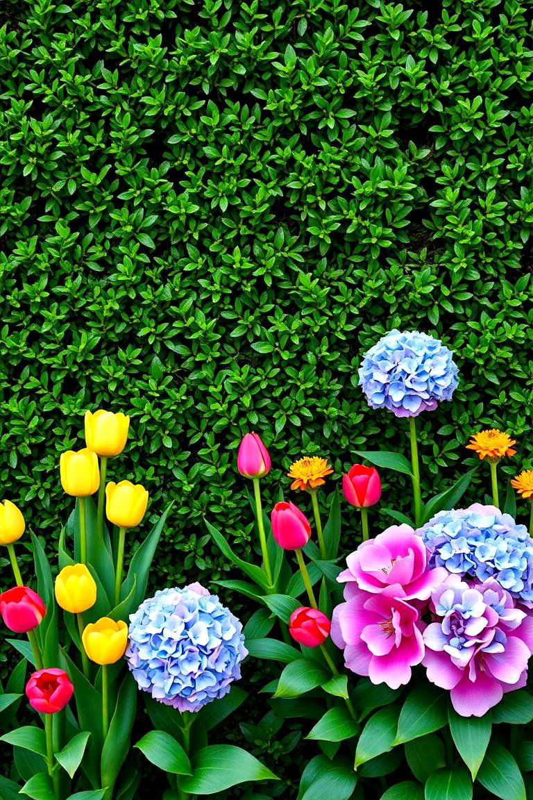 Boxwood and Flower Combination for Colorful Contrast - 25 Front Yard Boxwood Designs