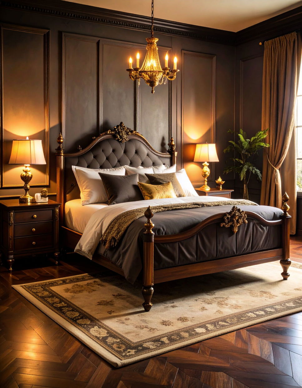Brass Accents for a Touch of Gold Victorian Bedroom Ideas