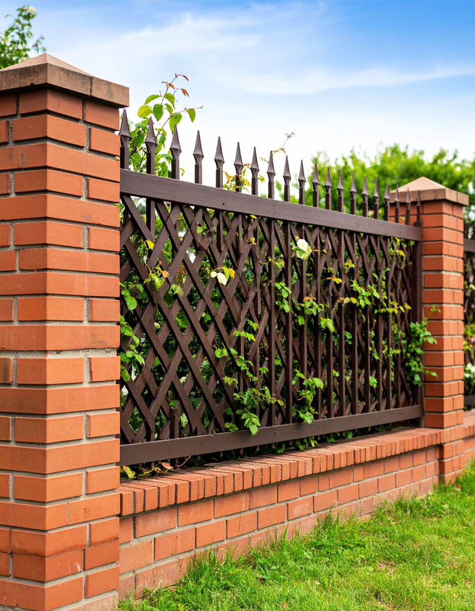 Brick Fence with Lattice Top