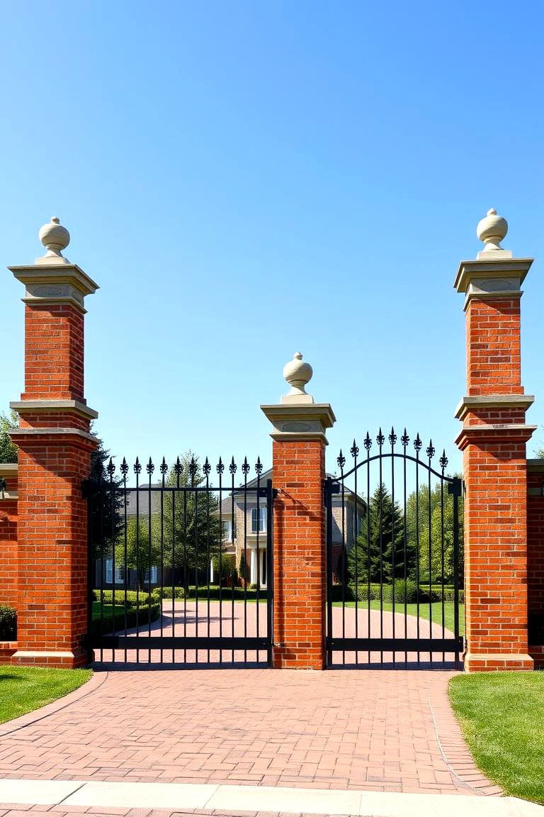 Brick Fence with Pillars - 25 Front Yard Brick Fence Ideas