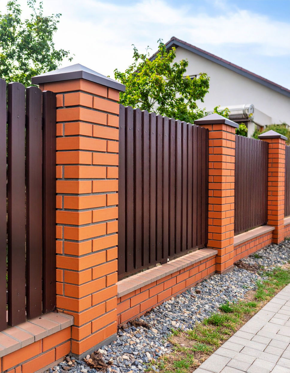 Brick Fence with Stacked Design