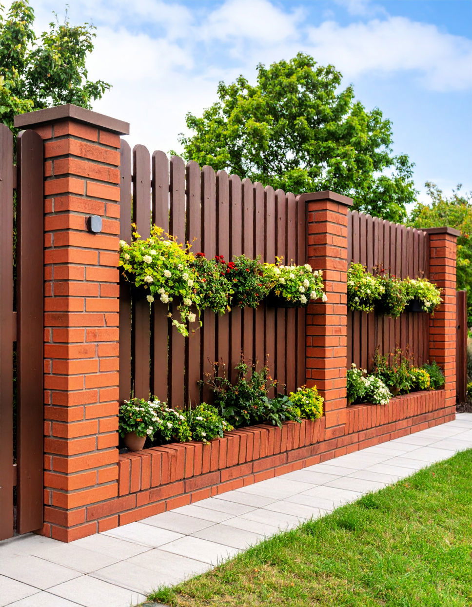 Brick Fence with Vertical Garden Integration