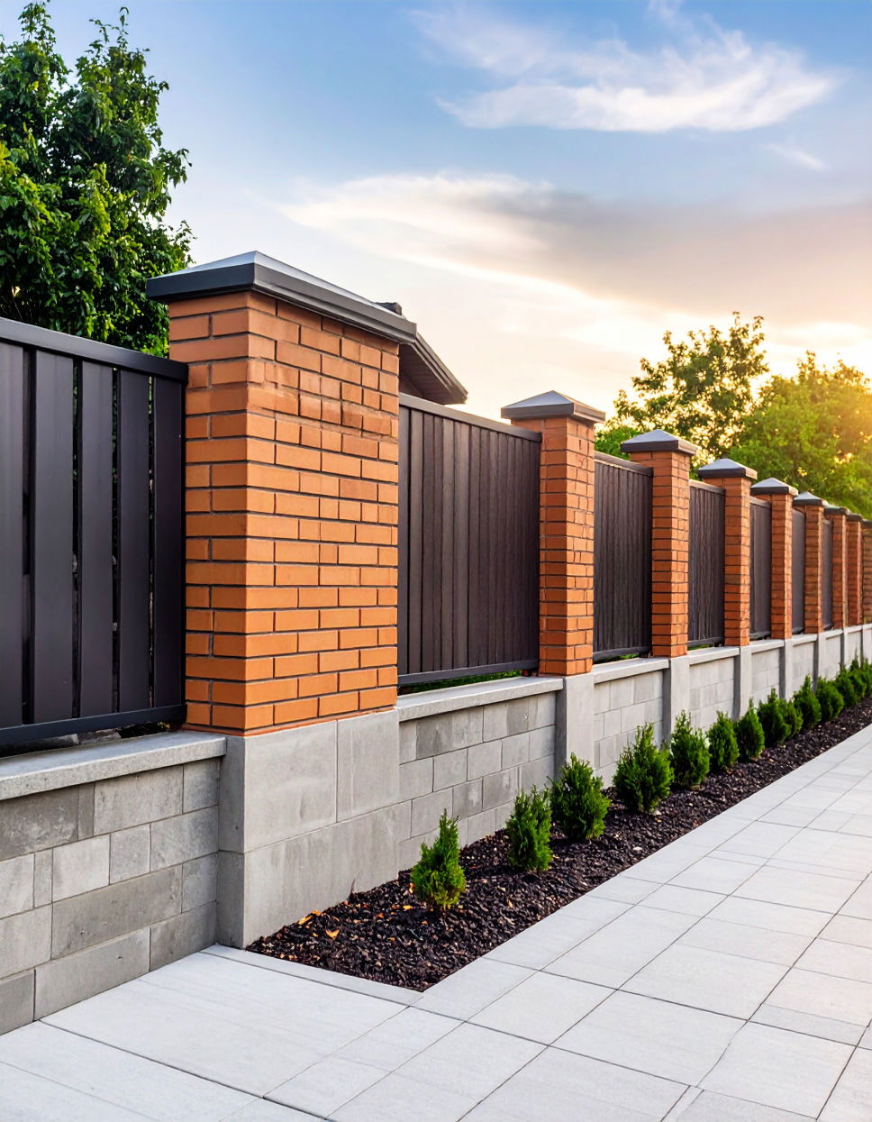 Brick and Concrete Combination Fence