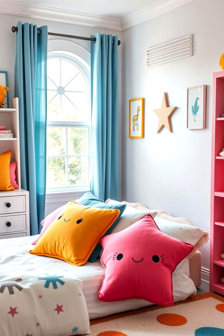 Bright Accent Pillows for Comfort and Style - 25 Toddler Room Ideas
