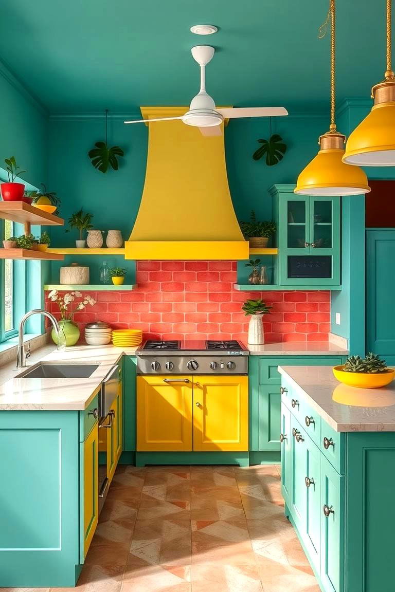 Bright Bold Color Schemes - 25 Tropical Kitchen Ideas