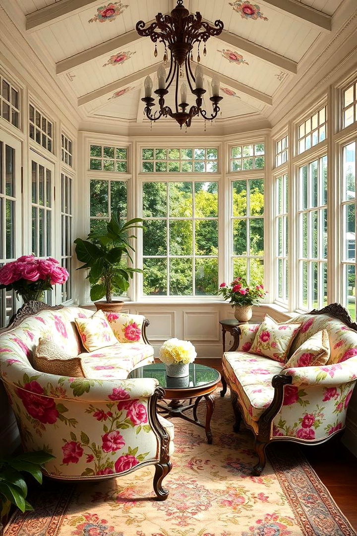 Bright Floral Upholstery - 25 Victorian Sunroom Ideas