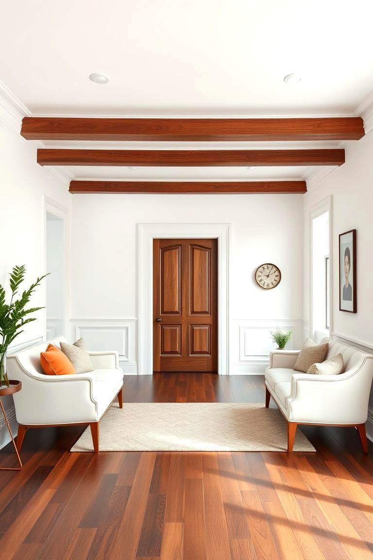 Bright White Walls with Rich Walnut Floors - 25 Floor and Wall Color Ideas