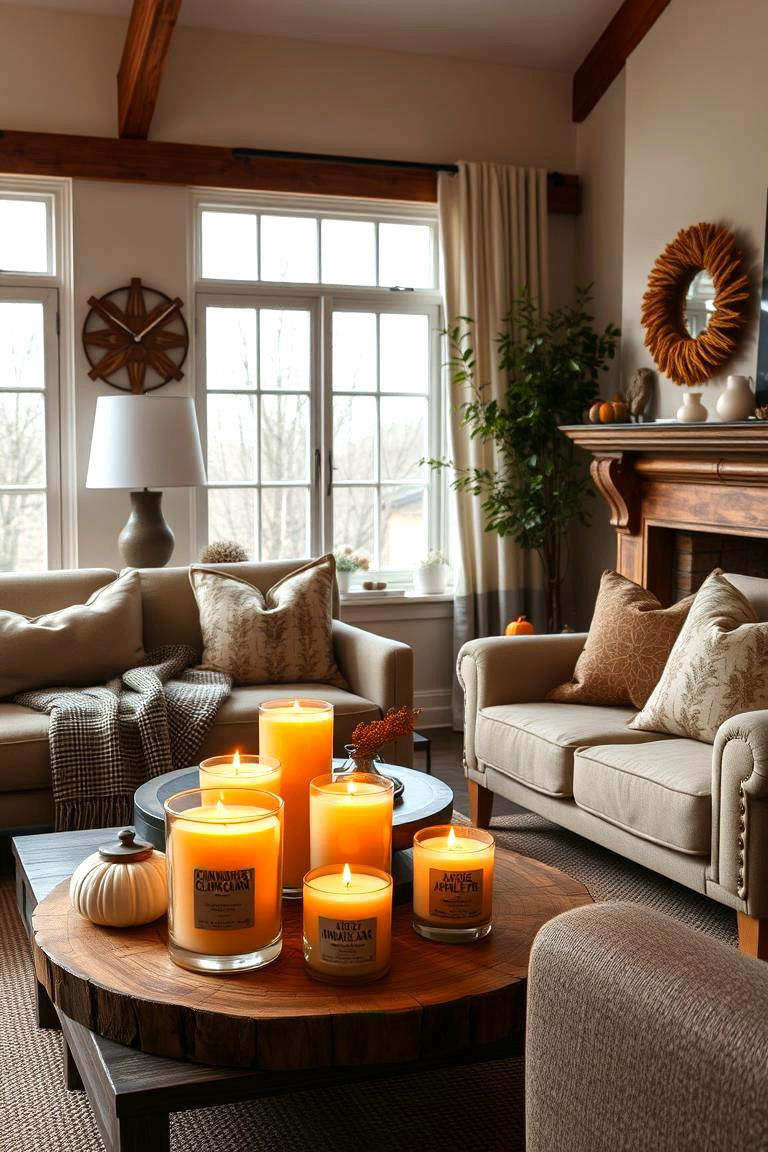 Bring in Earthy Candles and Scents - 25 Fall Living Room Ideas