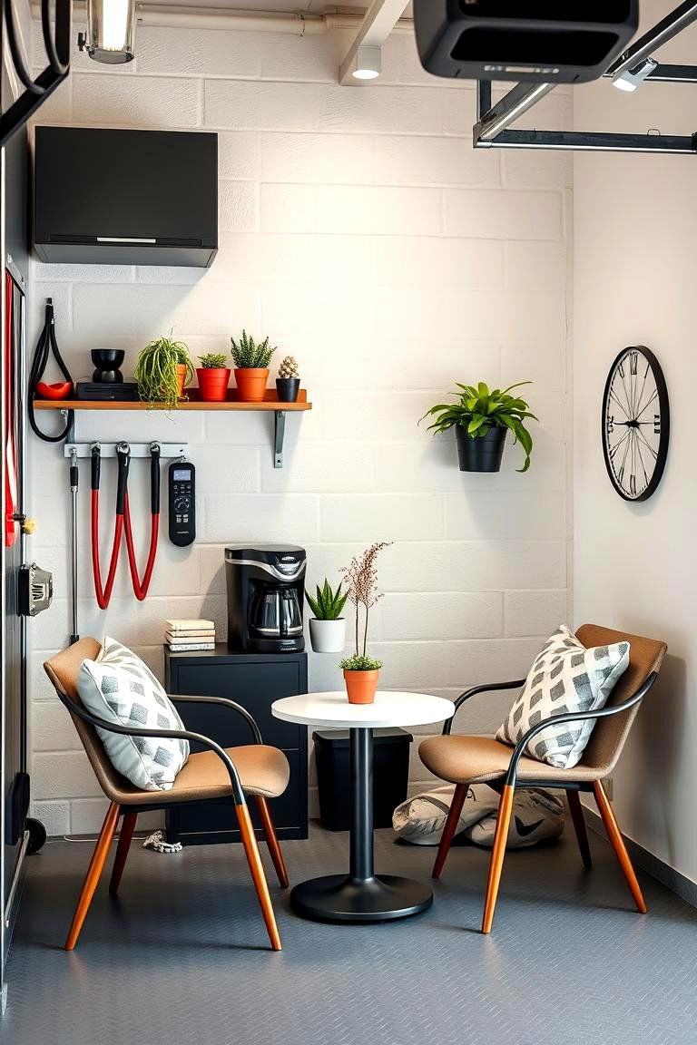 Build a Coffee Nook for a Relaxing Space - 25 Garage Decor Ideas