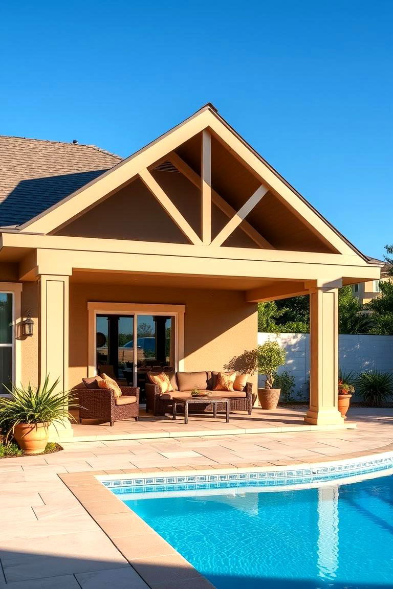 Build a Covered Patio or Lanai Adjoining the Pool - 25 Pool Privacy Ideas