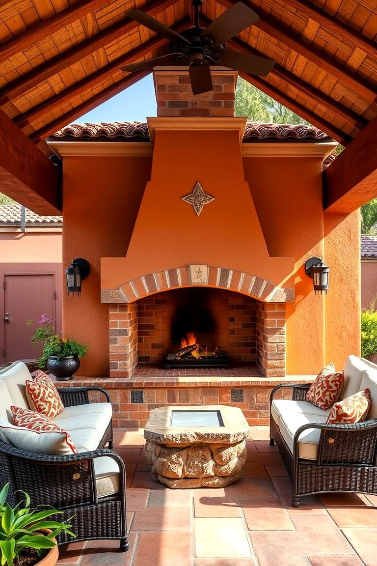 Build a Cozy Outdoor Fireplace - 25 spanish style patio ideas