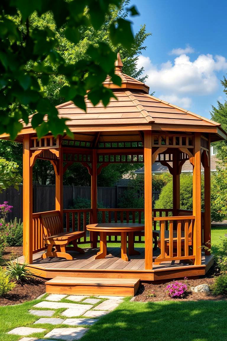 Build a Wooden Gazebo for Permanent Shade - 25 Garden Shade Ideas