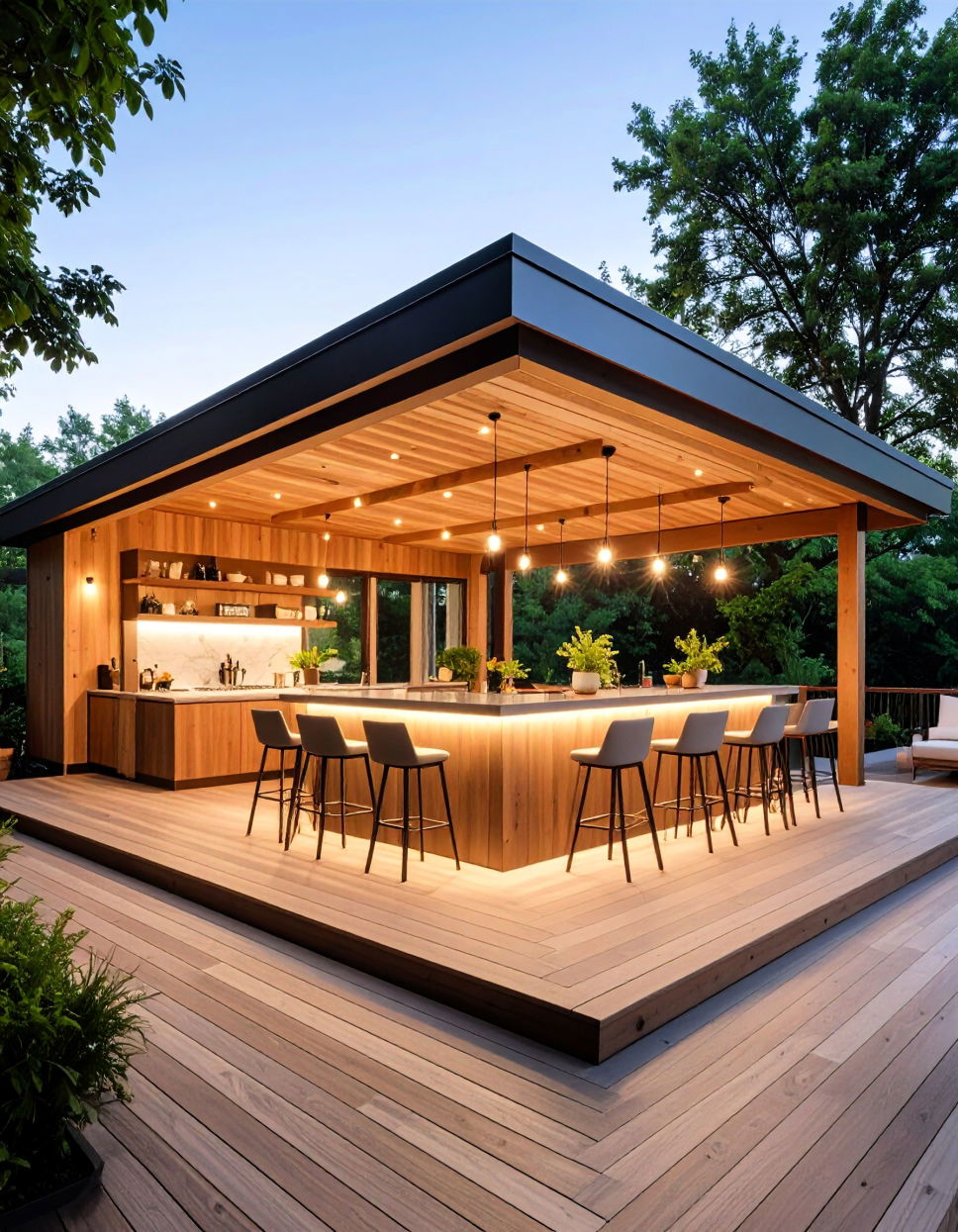 Building a Covered Outdoor Bar for All Weather Use