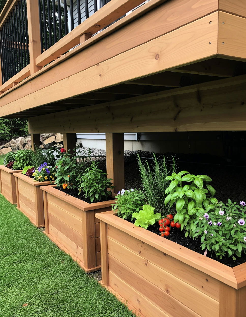 Building a Custom Planter Box Arrangement Under Deck Landscaping Ideas