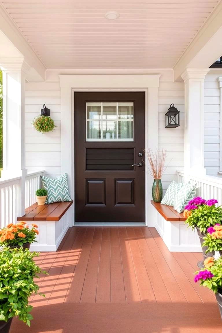 Built In Bench for Seamless Design - 25 Front Porch Bench Ideas