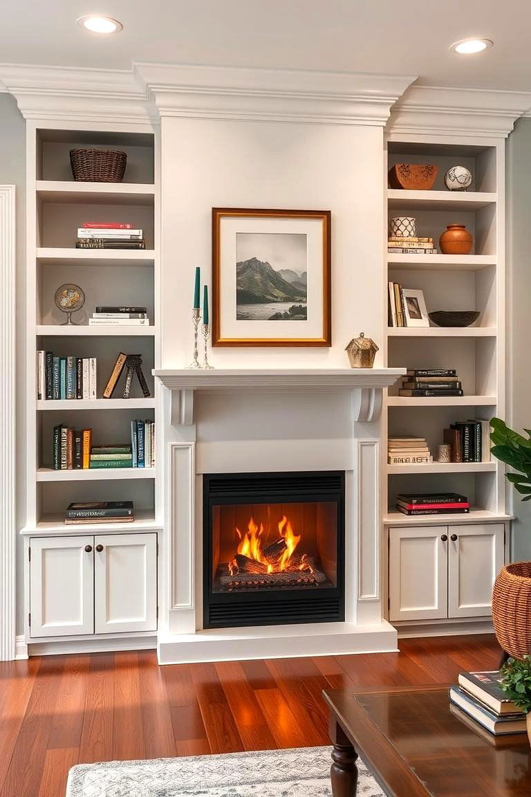 Built In Bookshelves for Added Functionality - 25 Corner Gas Fireplace Ideas