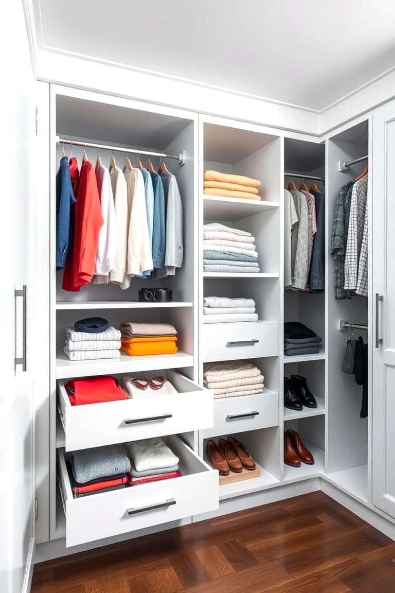 Built In Drawers for a Sleek and Tidy Space - 25 Closet Shelving Ideas