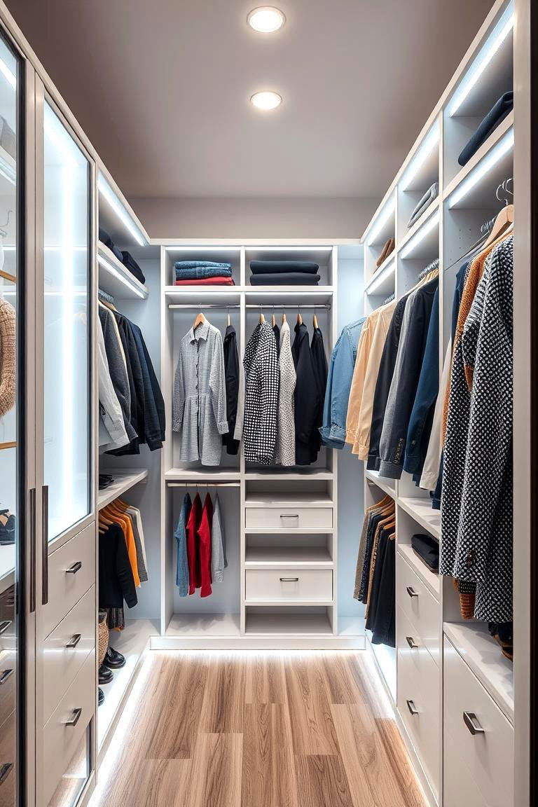 Built In Lighting for a Bright Functional Space - 25 Closet Ideas