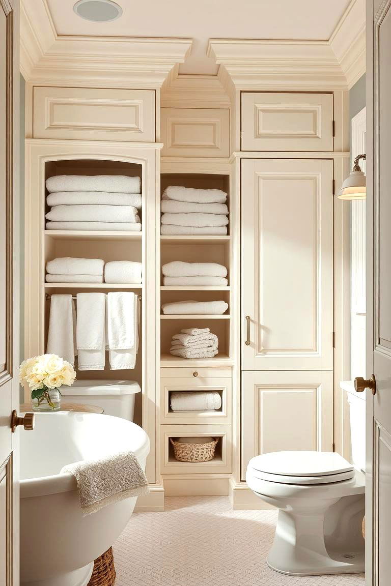 Built In Linen Closets for Practical Elegance - 25 Traditional Bathroom Ideas