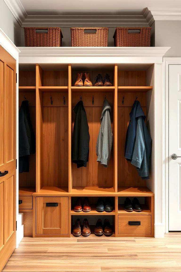 Built In Storage for a Clean Organized Look - 25 Farmhouse Mudroom Ideas