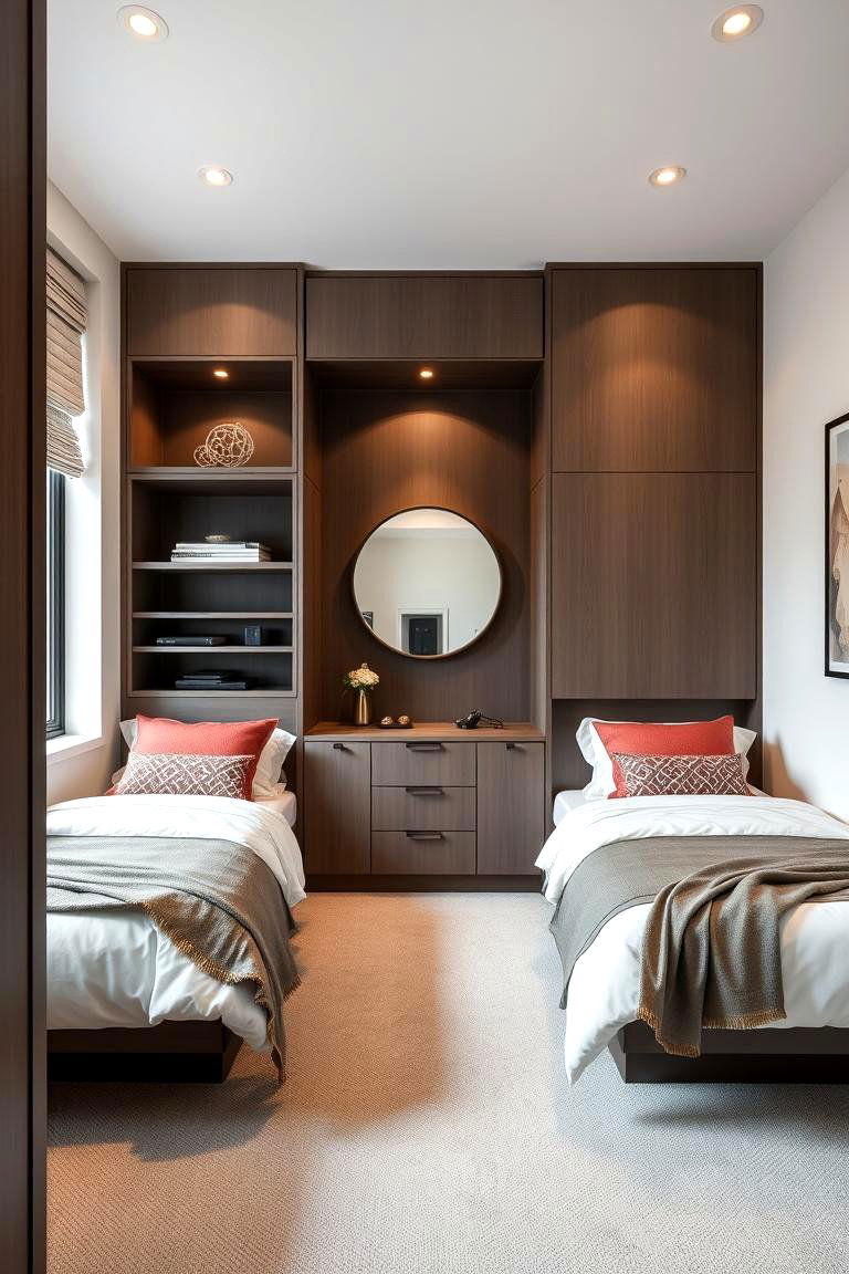 Built In Storage for a Sleek Clean Look - 25 Twin Bedroom Ideas