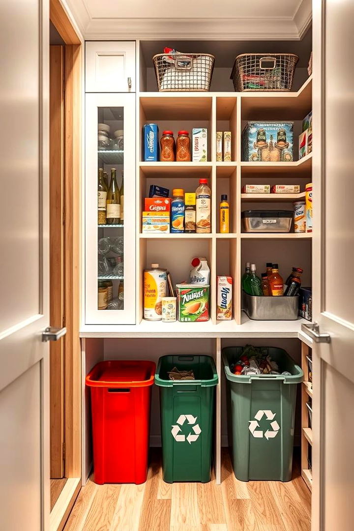 Built In Trash and Recycling Bins - 25 Walk in Pantry Ideas
