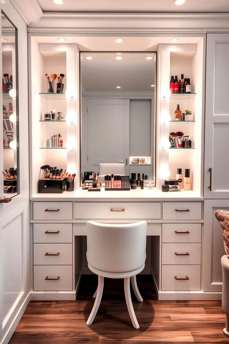Built In Vanity Desk for Seamless Design - 25 Makeup Room Ideas