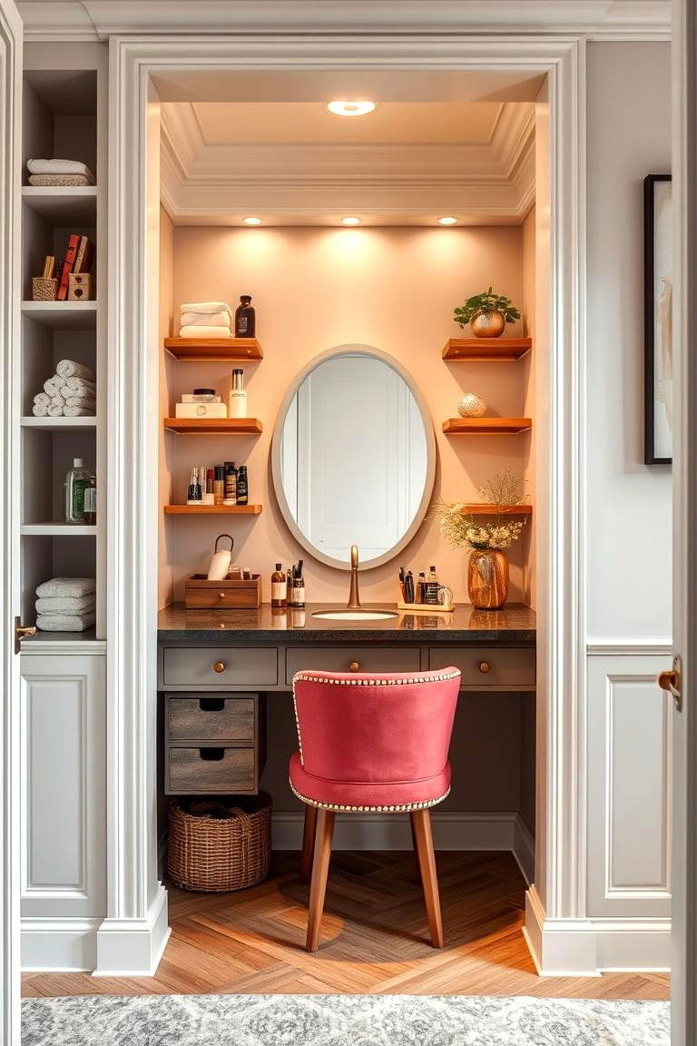 Built In Vanity Nook for Seamless Integration - 25 Makeup Vanity Ideas