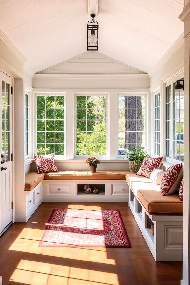 Built in Bench Seating for Extra Comfort - 25 Three Season Porch Ideas