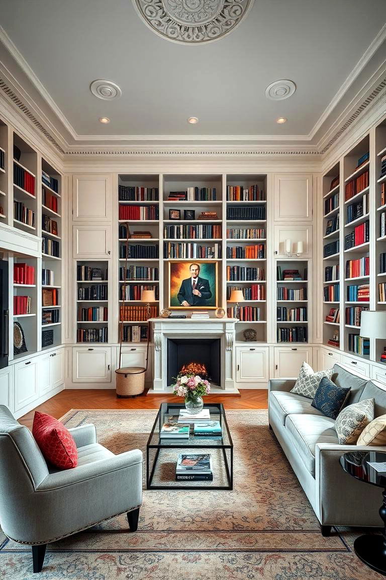 Built in Bookshelves for a Library Feel - 25 Mansion Living Room Ideas