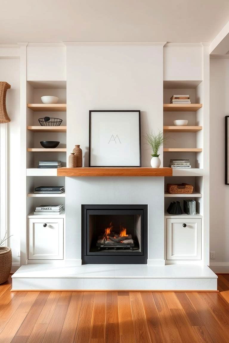 Built in Fireplace with Open Shelving - 25 Fireplace Built-in Ideas