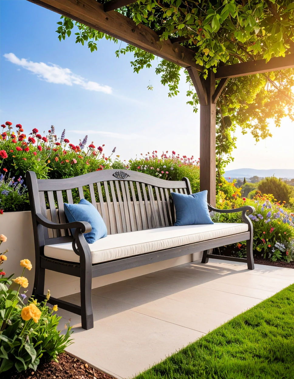 Built in Garden Bench With View