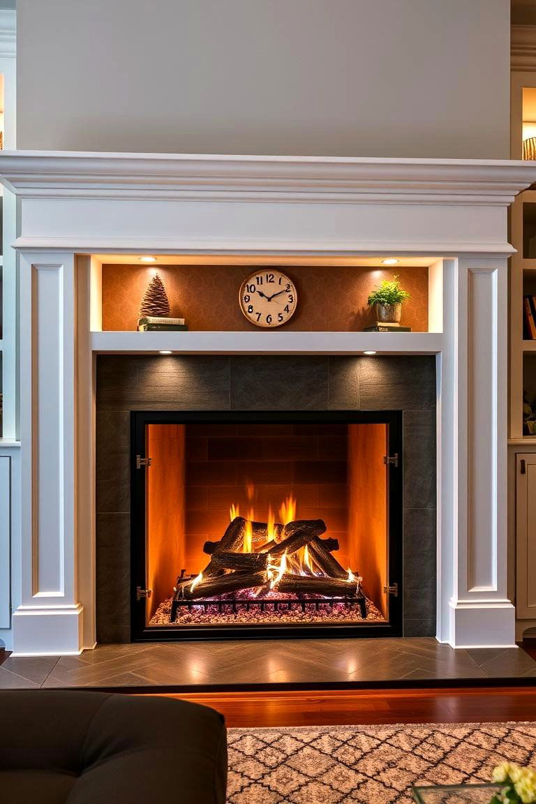 Built in Niche Lighting - 25 Fireplace Lighting Ideas