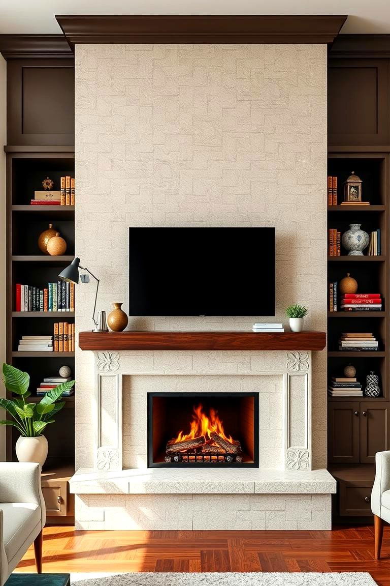 Built in Shelving for Integrated Functionality - 25 Two-story Fireplace Ideas